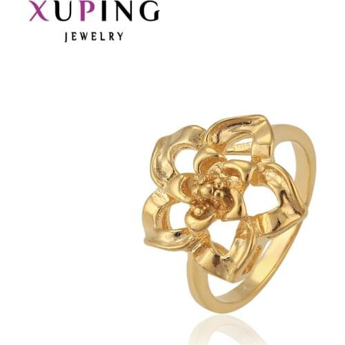 Xuping Luxury Rings Shining Gold Color Plated Charm Ring Jewelry High Quality Flower Style Christmas Gift for Women 10268