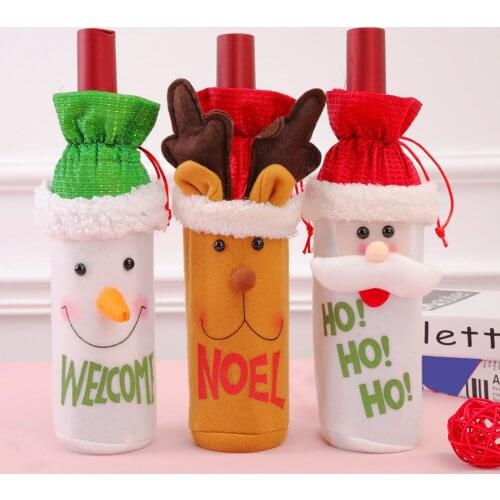 Christmas Wine Bottle Cover Bags DIY Decorations Wine Bottle Cover for Xmas Party Dinner Table Ornament