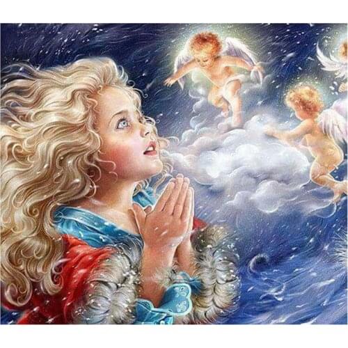 Cartoon Angel Girl Mosaic 5D Full Square Round Diy Diamond Painting Diamond Embroidery Home Decor Drop ShippingZP-4799