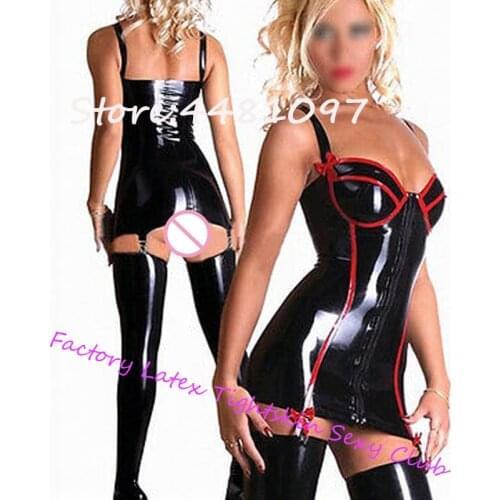 Sexy Latex Rubber Erotic Lingerie Sets Sexy Latex Top with Garter&Leggings Catsuit Leotard Clothing Custom Made