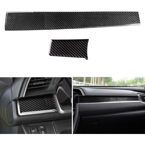 Car Styling Real Carbon Fiber Left / Right Center Control Panel Cover Trim For Honda Civic 10th Gen 2016 2017 2018 2019