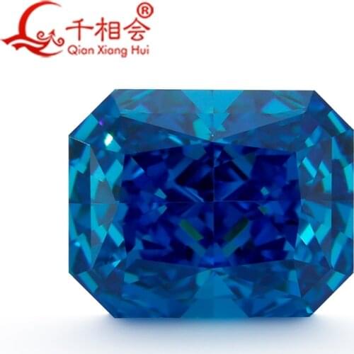 Dark blue color 8x10 mm rectangle shape brilliant crushed ice cut cubic zirconia loose stone cz stone