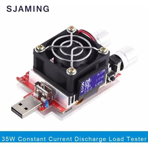 35w usb electronic load adjustable constant current aging resistor battery voltage capacity tester qualcomm qc2.0/3.0 voltmeter