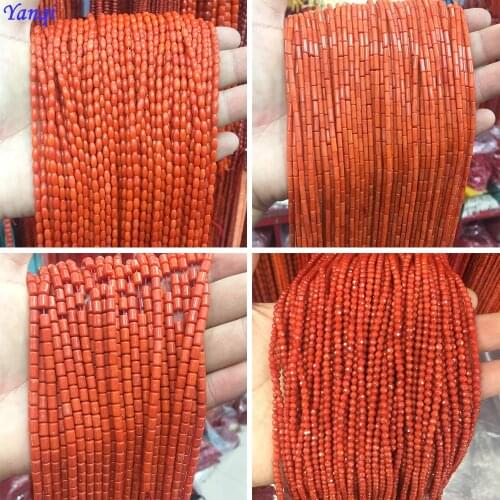 Yanqi A Quality Natural Sardine Red Coral Beads Faceted Seed Beads Irregularity Bucket Beads For Jewelry Making DIY Never Fade