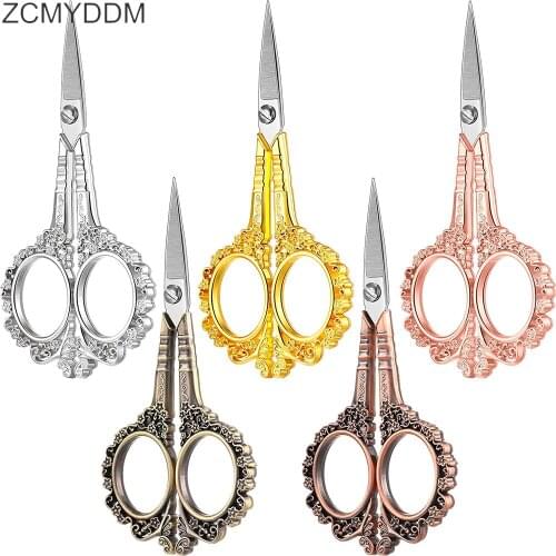 ZCMYDDM 5 Colors European Vintage Floral Pattern Scissors for Craft Needlework Seamstress Blossom DIY Sewing Tools