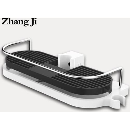 ZhangJi Bathroom Shelf Multifunction Storage Rack Shower Head Shampoo Holder Towel Tray Adjustable Single Tier Bathroom Shelves