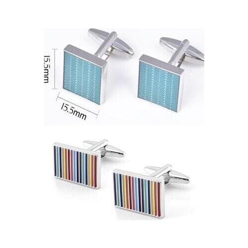 10pairs/lot Copper Rainbow Colorful Strip Cufflinks Blue Enamel Cuff links Business Celebration Present Cuff Button Men Jewelry