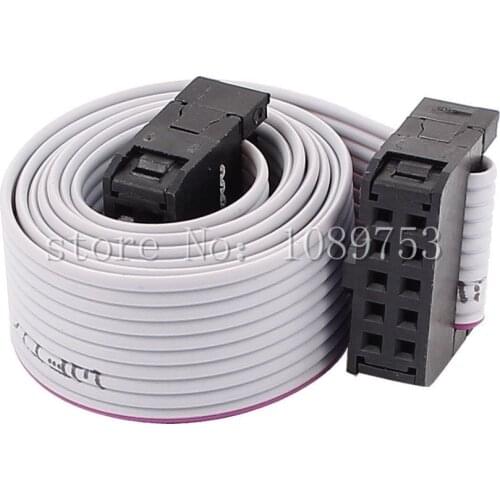 10pcs FC-10P 10 Pins 2.54mm Pitch 20cm JTAG AVR Download Cable Wire Connector Gray Flat Ribbon Data Cable