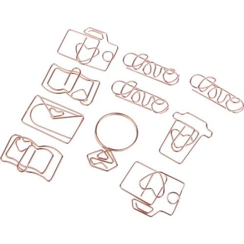 10 Pieces Assorted Shape Bookmarks File Paper Documents Paperclips Metal Clips