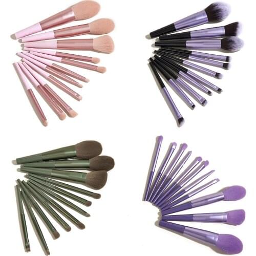 11pcs Makeup Brushes Tool Set Cosmetic Powder Eye Shadow Foundation Blending Beauty Long Tube Brush Natural Hair Powder Brushes