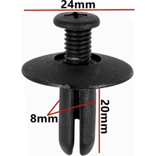 8mm Hole 24mm Head Auto Bumper Fender Clip Fastener Car Screw Rivet