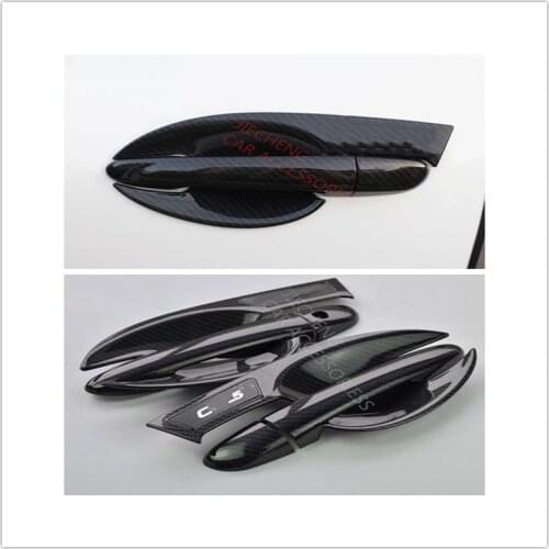 FREE SHIPPING HIGH QUALITY Car Styling Accessories ABS carbon fibre Door Handle BOWL Covers Trim FIT For CX5 CX-5 2013-2019