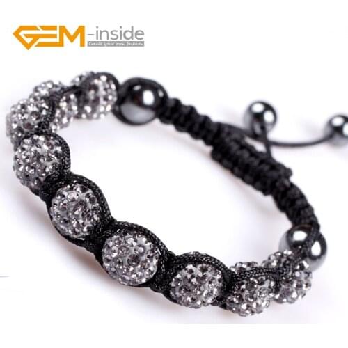 Assorted Colors 10mm Rhinestone Czech Crystal Ball Hand-knotted Bracelet For Women Adjustable Size Wholesale