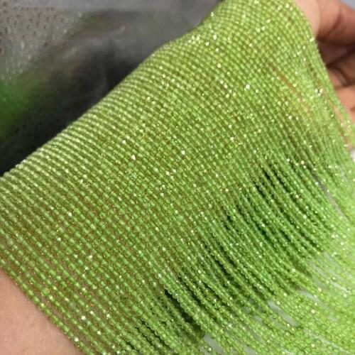 Natural Peridot round faceted 2mm 3mm 4mm 5mm Gemstone Beads for silver 925 jewelry Necklace Earring bracelet 15inch ICNWAY