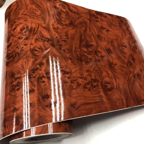 PVC Wood Grain Decal Film Sticker Easy Clean DIY Fashion High Glossy Interior Wrap Durable Self Adhesive Protector Car Stickers
