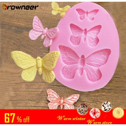 Butterfly Mold Silicone Baking Accessories 3D DIY Sugar Craft Chocolate Cutter Mould Fondant Cake Decorating Tool 3 Colors