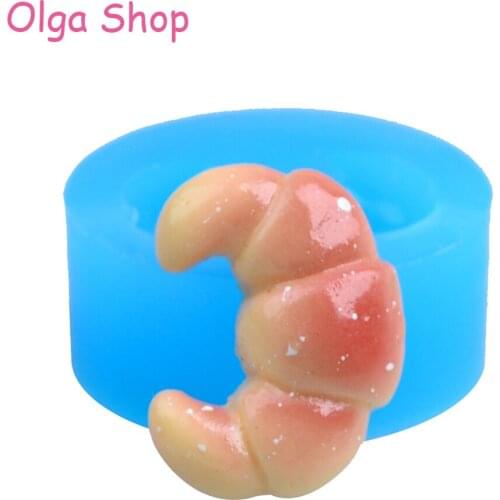 GYL401 22.9mm Croissant Silicone Mold - Bread Mould Dollhouse Food Candy Chocolate Resin Jewelry Making Cabochon Pendant Mold