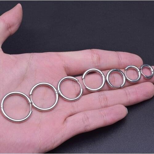 Stainless Steel Simple Round Hoop Earrings Circle Ear Ring Clip Eardrop For Women Men Statement Mujer Jewelry Accessories