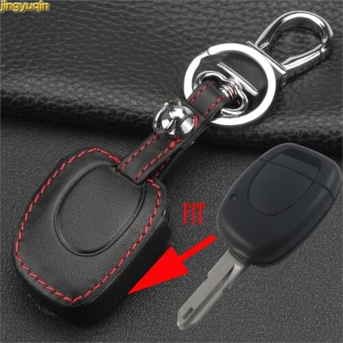 Jingyuqin Car Key Case for RENAULT Twingo Clio Kangoo Master 1 Buttons Leather Car Key Case Cover Holder Styling