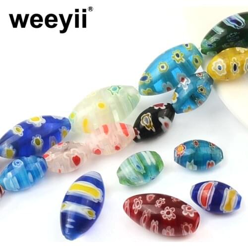 Colorful Mixed Oval Glass Beads Flower Patterns Loose Spacer Beads For Jewelry Making DIY Charm Bracelet Necklace Jewelry