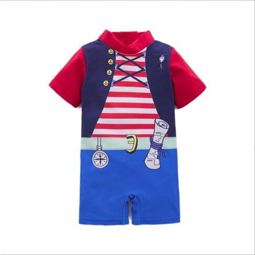 Boys swimwear summer pirate design toddler swimwear for girls short sleeve bathing suit children beach clothing 2-6Yrs