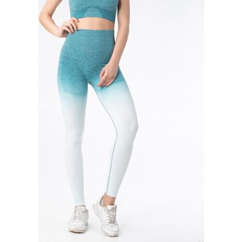 Women Gradient Yoga Pants Compression Tights Seamless Pants Stretchy High Waist Fitness Leggings Hip Push Up Sports Gym legging