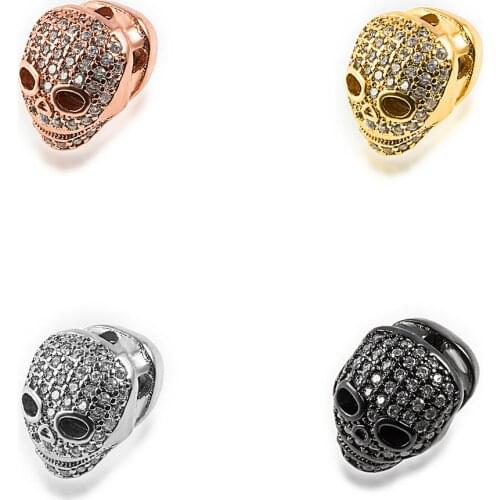 9.8×11.8mm Jewelry Making Materials Micro Pave Hollow Skull DIY Bracelet Necklace Jewelry Wholesale