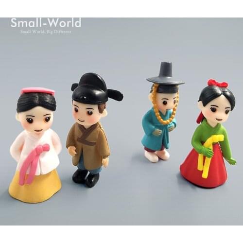 Korean Boy Girl Bonsai Miniature Figurine Wedding decoration Fairy Garden ornament Cartoon people Statue Resin Craft toy TNS010