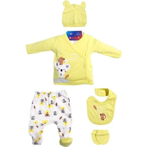 Newborn Girls Boys Baby 5 Piece Hospital Output The Zibin Set Koala 100% Cotton Baby Gift Layette Baby Set 0-3 9,9-12months