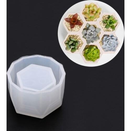 Small Hexagon Flowerpot Silicone Mould Storage Box DIY Handmade Making Crafts Crystal Epoxy Mold