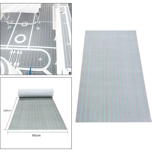 Non-Slip Faux Teak EVA Foam Boat Yacht Decking Mat Self-Adhesive Bevel Edge Flooring Border Sheet Striped Deck Accessory