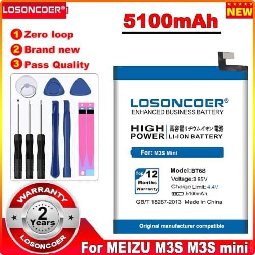Gift tool kit BT68 Battery 5100mAh BT15 for Meizu M3 M3S / M3S Mini Battery Y685Q M688Q M688C M688M M688U Battery In stock