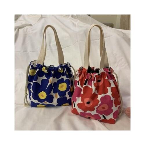 Casual Portable Lunch Bag Dots Insulated Canvas Thermal Food Picnic Lunch Bags For Women Kids Cooler Lunch Box Bag Tote