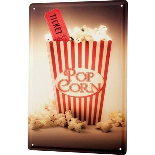 SINCE 2004 Tin Sign Jorgensen Photography Photo Images Popcorn Cinema Ticket Movie Ticket Movie 20x30 cm Metal Wall Decoration