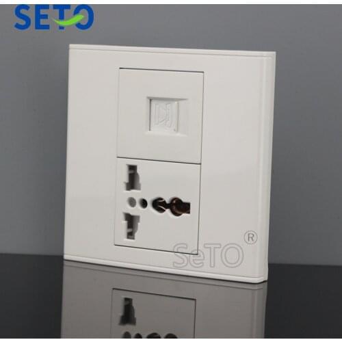 SeTo 86 Type RJ11 Cat3 Telephone + Three Hole Power Socket Wall Plate Socket Keystone Faceplate