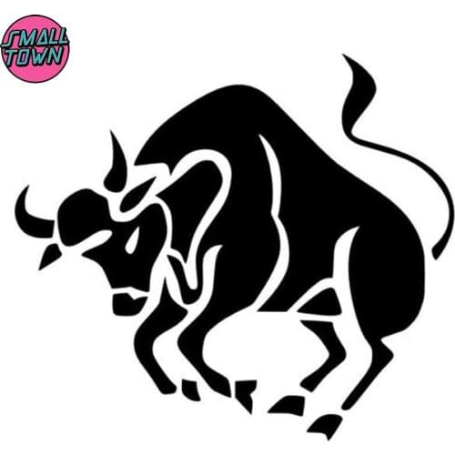 Small Town 14.8cm*13cm Bull Cartoon Animal Creative Car-Styling Vinyl Stickers Decals Black/Silver S3-5701