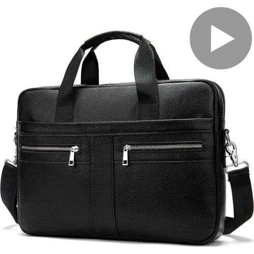 Shoulder Messenger Women Men Bag Genuine Leather Briefcase For Document Handbag Business Male Female Laptop A4 Portafolio Travel