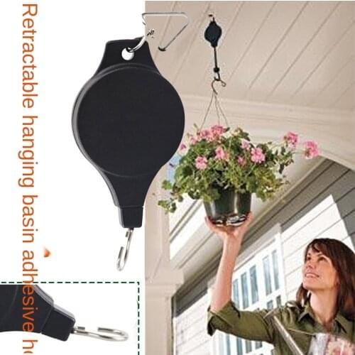 10-90cm telescopic hanging basket, drop-down hanger, pulley, garden orchid pot, hanging basin, telescopic hook, greenhouse hook