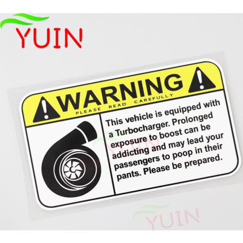 Funny Warning Sign Turbo Boost Car Sticker Fashion PVC Body Window Decoration Cars Accessories Waterproof Anti-UV Decal 15*9cm