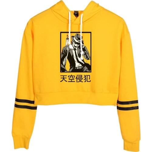 High-Rise Invasion Hoodie Dew Navel Short Pullover Anime Hoodies Women Casual Sweatshirt Funny Fashion Streetwear Girls Hoody
