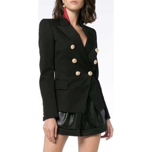 10.18 2019 Autumn Winter Double breasted slim black white blazer coat women