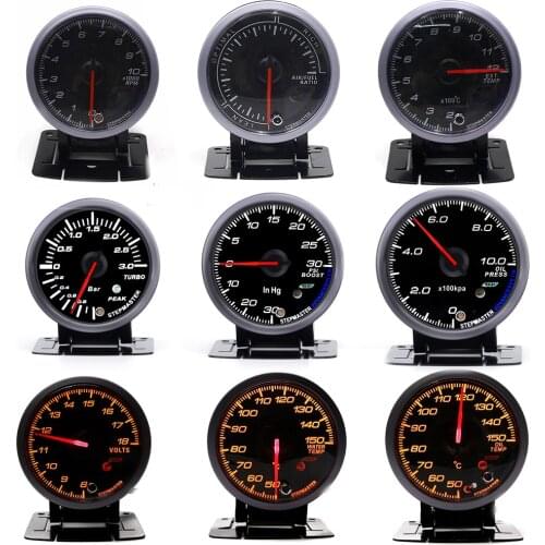 2.5" 60mm White/Amber Display Gauge Turbo Boost Wat.Temp Oil Temp Oil Pres Voltage Tachometer Rpm Air Fuel Ratio EGT Car Meter
