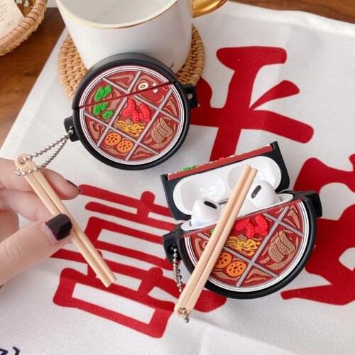 3D Funny Jiugongge Hot Pot food Wireless Bluetooth Headset soft silicon cover For Airpods Pro 2 3 Earphone Protective case