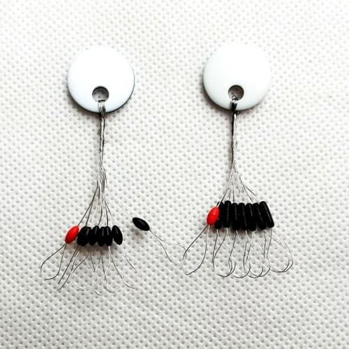 40PCS 5set 7+1 Fishing Black Rubber Float Stopper Fishing Oval Cylindrical Space Bean Connector Fishing Line Tackle Accessories