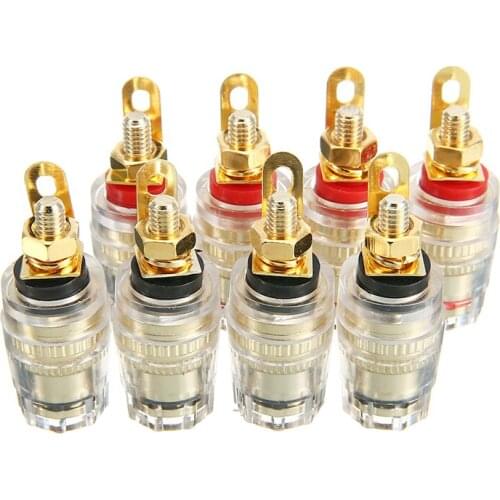 8pcs/lot 4mm Banana Plug Connector Gold Plated Amplifier Speaker Terminal Binding Post for Speakers Banana Jack Connectors