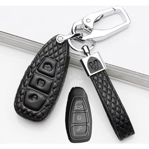 Car Key Case For Ford FOCUS Ecosport KUGA Escape Fiesta 2018 Leather Smart Remote key Case Cover Holder Car Decoration