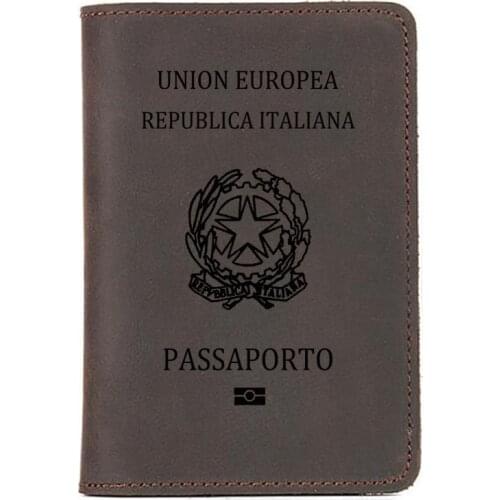 Italian Passport Cover Purse Case Wallet man Travel Card holder Italy Genuine Leather Passport Holder