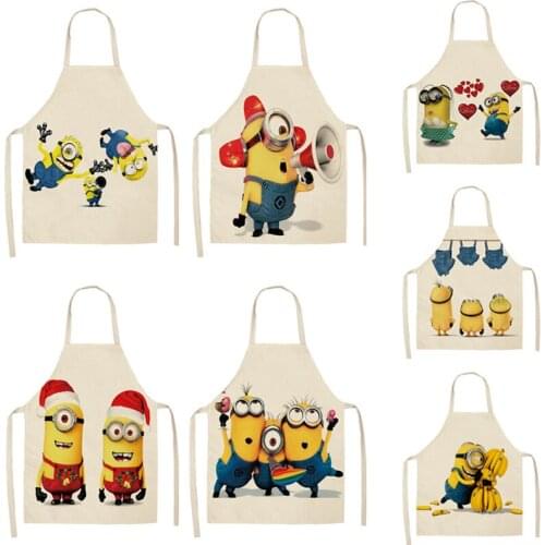 Cartoon Personality Style Linen Home Men And Women Kitchen Funny Pattern Apron Christmas Halloween Children Pinafore