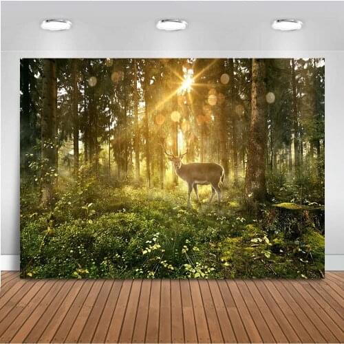 Forest Backdrop Newborn Baby Background for Photography Safari Jungle Baby Shower Photographic Backdrops Light Sunshine Prop
