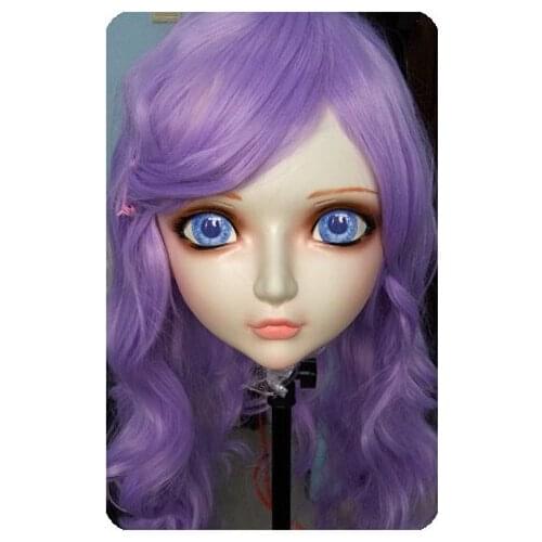 GL020) Women/Girl Sweet Resin Half Head Kigurumi BJD Mask Cosplay Japanese Anime Lifelike Lolita Mask Crossdressing Sex Doll
